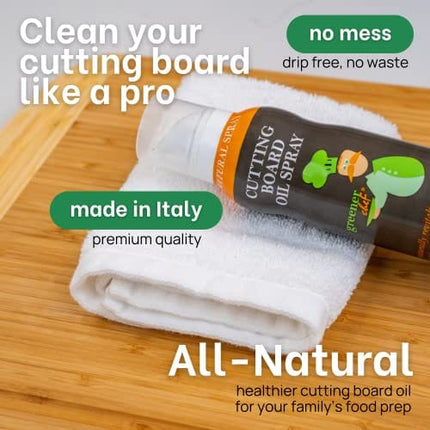 Premium Italian Food Grade Cutting Board Oil Spray and Butcher Block Oil Conditioner - Walnut Oil for Wood and Bamboo Chopping Boards, Kitchenware, Utensils and Wooden Countertops - Made in Italy