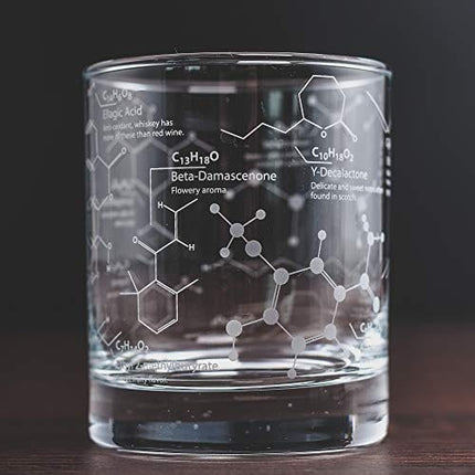 Greenline Goods Whiskey Glasses - 10 oz Tumbler Gift Set – Science of Whisky Glasses (Set of 2) Etched with Whiskey Chemistry Molecules | Old Fashioned Rocks Glass