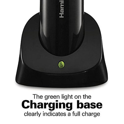 Hamilton Beach 76610 Cordless Electric Wine Bottle Opener with Battery Charger, Foil Cutter and Comfortable Grip, Portable, Black