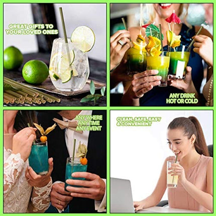 100% Organic Grass Straws Drinking - Pack of 100 Natural Eco Friendly Biodegradable Drinking Straws - Disposable, Safer, Healthier Than Reusable Bamboo Straws Reusable, Paper, Wheat, Plastic Straws