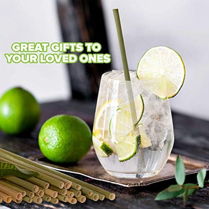 100% Organic Grass Straws Drinking - Pack of 100 Natural Eco Friendly Biodegradable Drinking Straws - Disposable, Safer, Healthier Than Reusable Bamboo Straws Reusable, Paper, Wheat, Plastic Straws