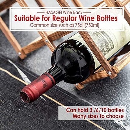 HASAGEI Wine Rack Countertop Wooden Assembled Wine Holders Stands for Counter Wine Display Shelf for 3/6/10 Bottles Storage Shelf Sack Wine Stand for Home Kitchen Bar Cabinets