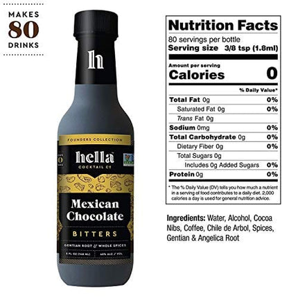 Hella Cocktail Co. Founders' Collection Mexican Chocolate Bitters (5 Fl Oz) - Craft Cocktail BittersMade with Real Cocoa and Whole Spices