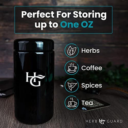 Herb Guard - Airtight Jar (1 Oz) and Smell Proof Container (500 ml) Comes with Humidity Pack to Keep Goods Fresh for Months