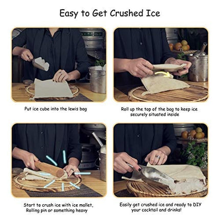 Lewis Bag Canvas Ice Bag Crushed Ice Bag Reusable Canvas Bag for Crushed Ice Dried Ice (2pcs)