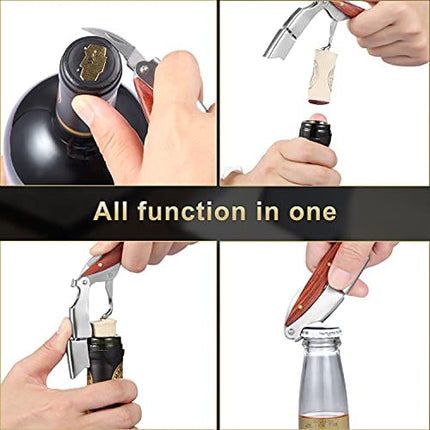 Hisip Wine Bottle Opener Upgrade Corkscrew Phoenix Design Red Dot Award Crafted Rosewood Handle, Quick Stainless Steel Wine Key for Beers and Wine Bottle, Gift for Waiters Bartenders, Father Day Gift