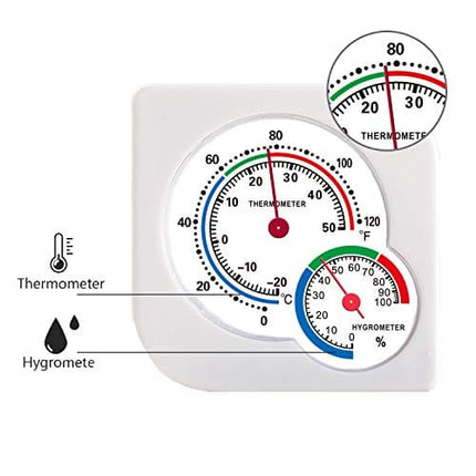 Indoor Thermometer , Hockham Humidity Gauge Room Thermometer Humidity Monitor No Battery Needed for Room,Greenhouse,Kitchen,Study,Bedroom,Wine Cellar,Basement(White)