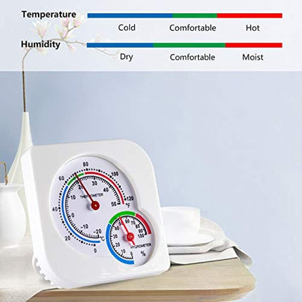 Indoor Thermometer , Hockham Humidity Gauge Room Thermometer Humidity Monitor No Battery Needed for Room,Greenhouse,Kitchen,Study,Bedroom,Wine Cellar,Basement(White)