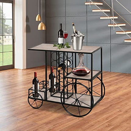 HOMCOM 16-Bottle Mobile Bar Cart with Wine Rack Storage, Featuring an Elegant Design & Three Shelves for Storage/Display