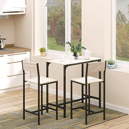 HOMCOM 3 Piece Industrial Bar Table Set, Counter Height Kitchen Dining Set with Bar Stool for Small Space, for Dining Room, Living Room, Apartment