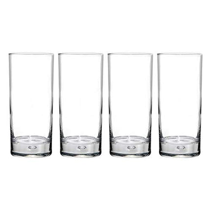 Home Essentials & Beyond Highball Glasses set of 4, 17 oz Drinking Glasses, Red Series Heavy Bubble Base.