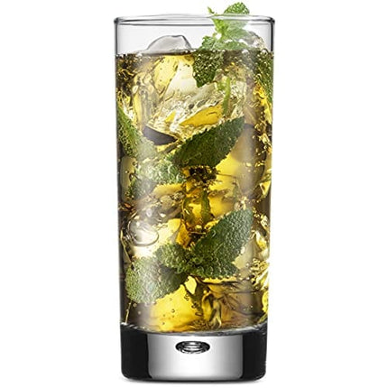 Home Essentials & Beyond Highball Glasses set of 4, 17 oz Drinking Glasses, Red Series Heavy Bubble Base.