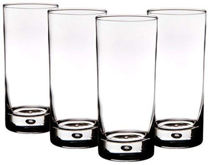 Home Essentials & Beyond Highball Glasses set of 4, 17 oz Drinking Glasses, Red Series Heavy Bubble Base.