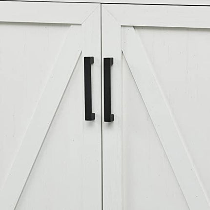 Home Source Bar Cabinet with Upper Glass Cabinet in White Finish