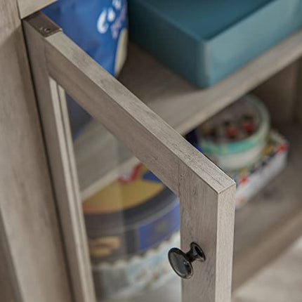 Home Source Stone Grey Bar Cabinet Bookshelf with Glass Doors