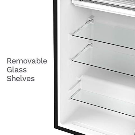 hOmeLabs Mini Fridge - 3.3 Cubic Feet Under Counter Refrigerator with Small Freezer - Drinks Food Beer Storage for Office, Dorm or Apartment with Removable Glass Shelves