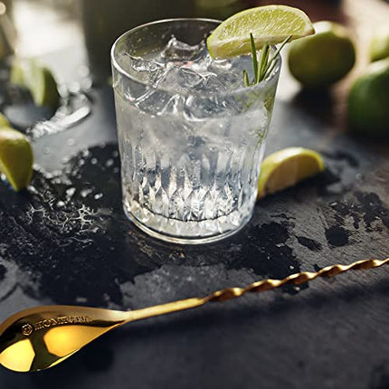 12 Inches Gold Bar Spoon Stainless Steel Mixing Spoon Spiral Pattern Long Handle Cocktail Spoon Pitcher Spoon for Layering, Blending, Stirring all Liquids by Homestia