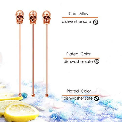 Homestia 6 Pcs Rose Gold Coffee Stirrers Stainless Steel 8" Beverage Stir Sticks Drinking Swizzle Sticks with Decor Top for Mixing Cocktail, Hot Cocoa, Creamer