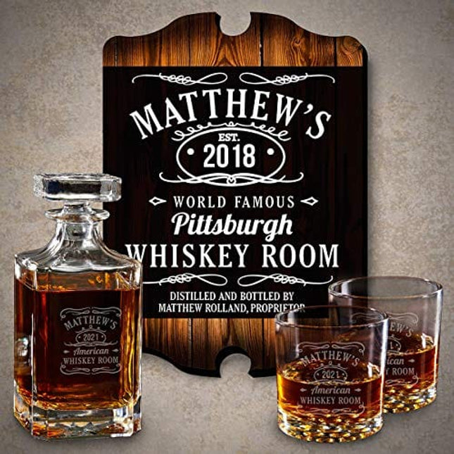 Tennessee Whiskey Personalized Whiskey Decanter Set and Sign