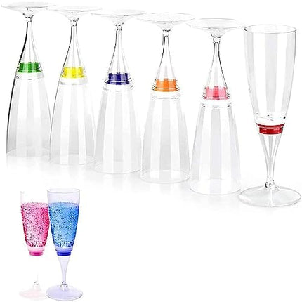 HOMEYA LED Wine Champagne Flute Glasses, (Set of 6 Multi-Color) Water Liquid Activated Flashing Light Up Cup Blinking Cocktail Whisky Drinkware Glow Mugs for Wedding Bar Club Christmas Party Gifts