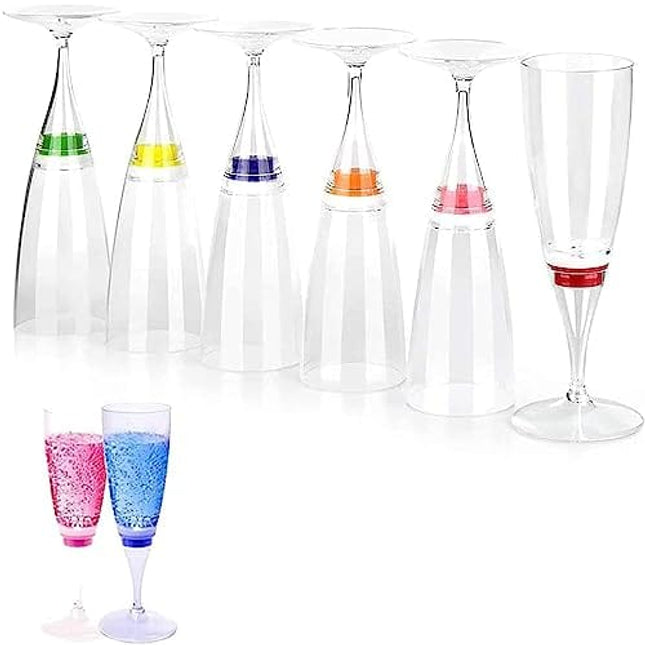 HOMEYA LED Wine Champagne Flute Glasses, (Set of 6 Multi-Color) Water Liquid Activated Flashing Light Up Cup Blinking Cocktail Whisky Drinkware Glow Mugs for Wedding Bar Club Christmas Party Gifts
