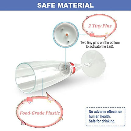 HOMEYA LED Wine Champagne Flute Glasses, (Set of 6 Multi-Color) Water Liquid Activated Flashing Light Up Cup Blinking Cocktail Whisky Drinkware Glow Mugs for Wedding Bar Club Christmas Party Gifts