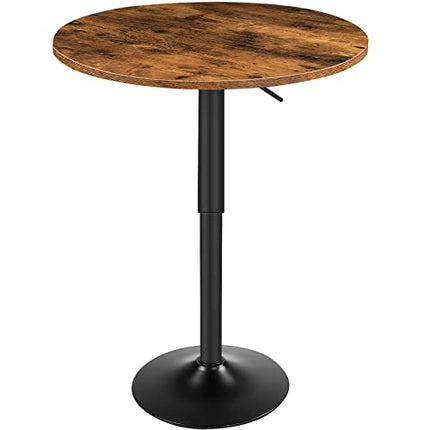 HOOBRO Bar Table, Height-Adjustable Round Pub Table 27-35.4 Inches, Cocktail Table with Base, Modern Style, Suitable for Living Room, Dining Room, Bistro, Rustic Brown BF58BT01G1