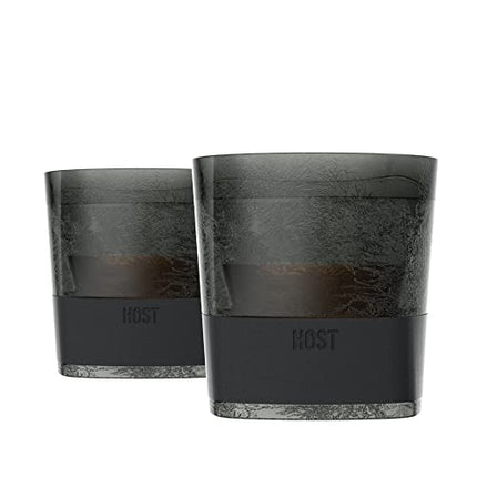 Host Freeze Cooling cups set of 2, Old Fashioned Glass with Silicone band for Bourbon, Scotch, and Whiskey, whisky gifts for men, Smoke