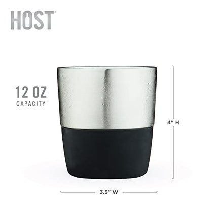 Host Whiskey FREEZE Pro Cups for Bourbon or Cocktails, Active Cooling Gel Chiller Double-Walled Freezer Tumblers, 12 Oz Stainless Steel Set of 1