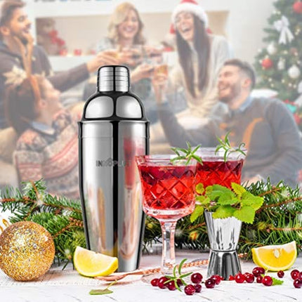 Cocktail Shaker, Martini Shaker Food Grade Stainless Steel, 25 Ounce(750ml) Drink Shaker, Professional Bar tools with Cocktail Strainer, Bartender Kit Gifts