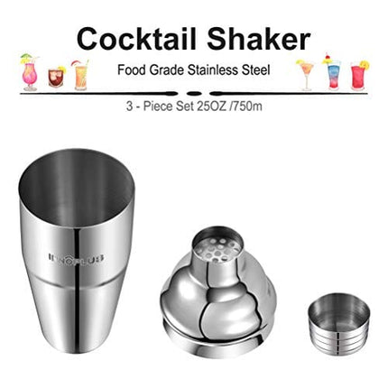 Cocktail Shaker, Martini Shaker Food Grade Stainless Steel, 25 Ounce(750ml) Drink Shaker, Professional Bar tools with Cocktail Strainer, Bartender Kit Gifts
