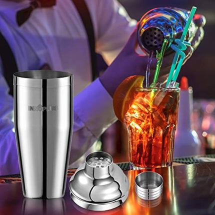 Cocktail Shaker, Martini Shaker Food Grade Stainless Steel, 25 Ounce(750ml) Drink Shaker, Professional Bar tools with Cocktail Strainer, Bartender Kit Gifts