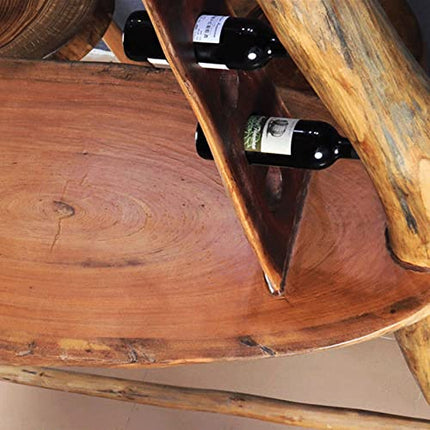 Instruban Handmade Rustic Solid Wood Home Bar Table Set with Wine Cooler and Stools - Bar Table and Chairs Set Perfect for Living Rooms and Kitchens