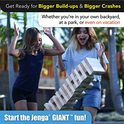 Jenga Official Giant JS6 - Extra Large Size Stacks to Over 4 feet, Includes Heavy-Duty Carry Bag, Premium Hardwood Blocks, Splinter Resistant, Precision-Crafted Known Brand Game