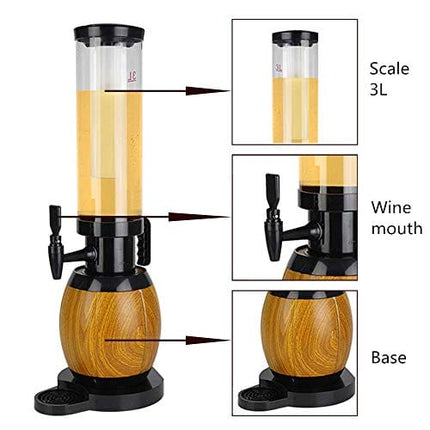 JIAWANSHUN 100 oz Beer Tower Dispenser Beverage Dispenser with Ice Tube&LED Lights for Bar Home Parties Buffet Restaurant