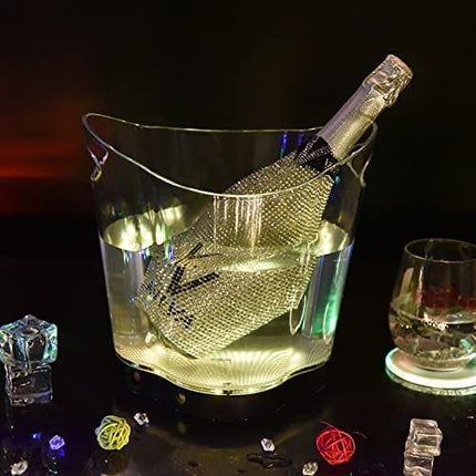 5L Glowing LED Ice Bucket 7-Color Champagne Wine Drinks Beer Ice Cooler for Restaurant Bars Nightclubs KTV Pub Party