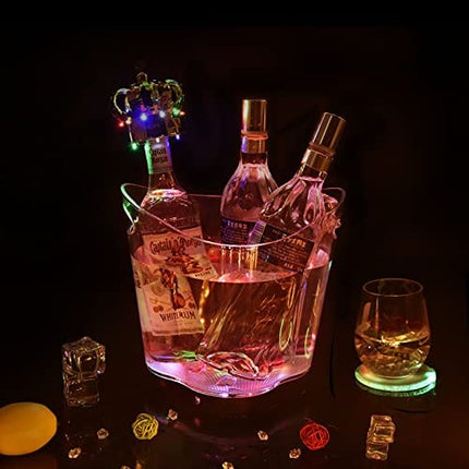5L Glowing LED Ice Bucket 7-Color Champagne Wine Drinks Beer Ice Cooler for Restaurant Bars Nightclubs KTV Pub Party