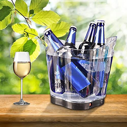 5L Glowing LED Ice Bucket 7-Color Champagne Wine Drinks Beer Ice Cooler for Restaurant Bars Nightclubs KTV Pub Party