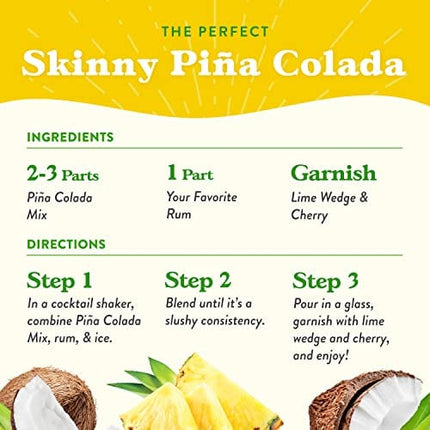 Jordan's Skinny Mixes, Pina Colada, Sugar Free Cocktail Mix, 32 Ounces (Pack of 1), Flavoring for Cocktails, Mocktails, Frozen Drinks, & Flavored Beverages