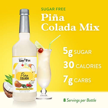 Jordan's Skinny Mixes, Pina Colada, Sugar Free Cocktail Mix, 32 Ounces (Pack of 1), Flavoring for Cocktails, Mocktails, Frozen Drinks, & Flavored Beverages