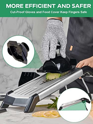 JOYHILL V-Blade Mandoline Slicer - Premium Stainless Steel Vegetable Chopper with 5 Blades, Safety Gloves, and Easy-to-Clean Design