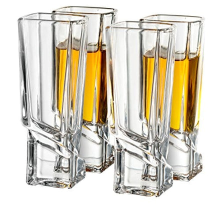 JoyJolt Carre Shot Glasses Square Heavy Base Shot Glass Set Of 4, 1.8-Ounce