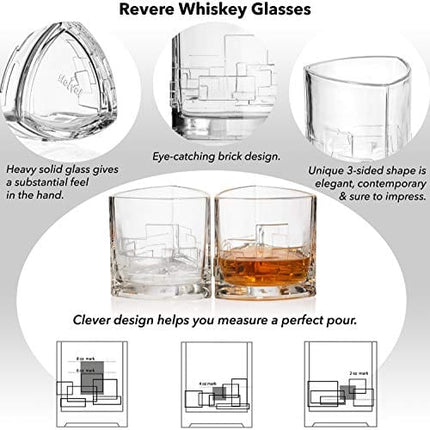 JoyJolt Revere Scotch Glasses, Old Fashioned Whiskey Glasses 11-Ounce, Ultra Clear Whiskey Glass for Bourbon and Liquor, Set Of 2 Glassware