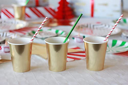 Just Artifacts Premium Disposable Drinking Striped Paper Straws (100pcs, Red)
