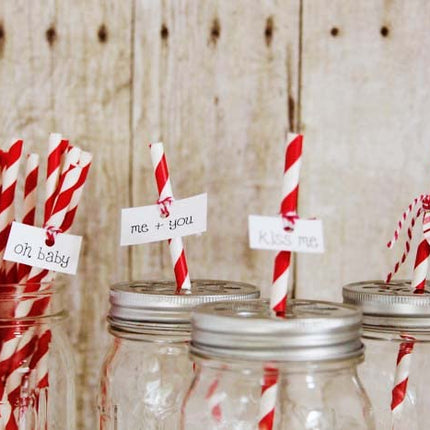 Just Artifacts Premium Disposable Drinking Striped Paper Straws (100pcs, Red)