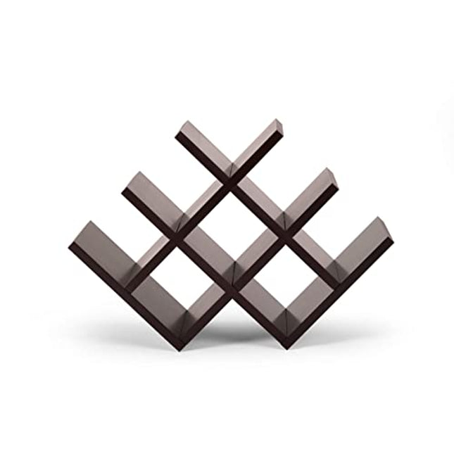 Kamenstein Butterfly Countertop Free-Standing Wooden Wine Rack, Dark Brown, 8-Bottle -