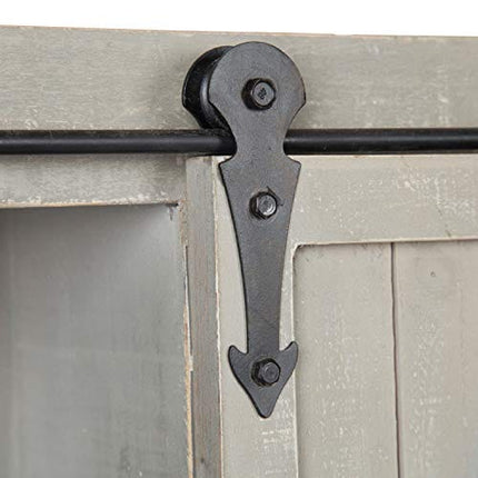 Kate and Laurel Cates Decorative Wood Wall Storage Cabinet with Two Sliding Barn Doors, Rustic Gray