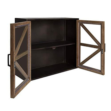 Kate and Laurel Mace Decorative Farmhouse Rustic Wood and Metal Wall Mounted Double Door Storage Cabinet