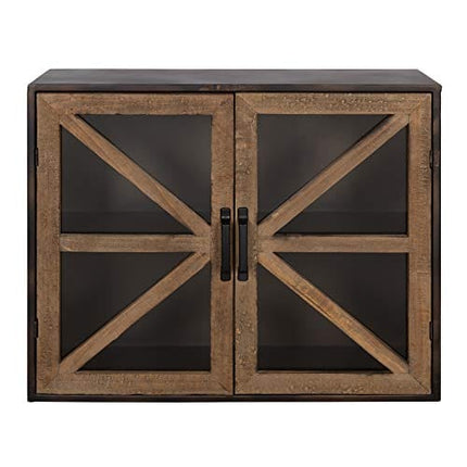 Kate and Laurel Mace Decorative Farmhouse Rustic Wood and Metal Wall Mounted Double Door Storage Cabinet