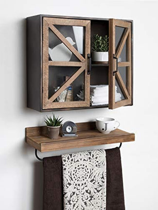 Kate and Laurel Mace Decorative Farmhouse Rustic Wood and Metal Wall Mounted Double Door Storage Cabinet